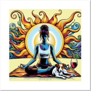 Woman Jack Russell Coffee Meditation Posters and Art